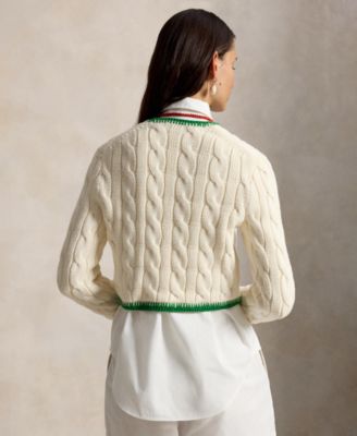 Women's Crewneck Buttoned Placket Cropped Cardigan