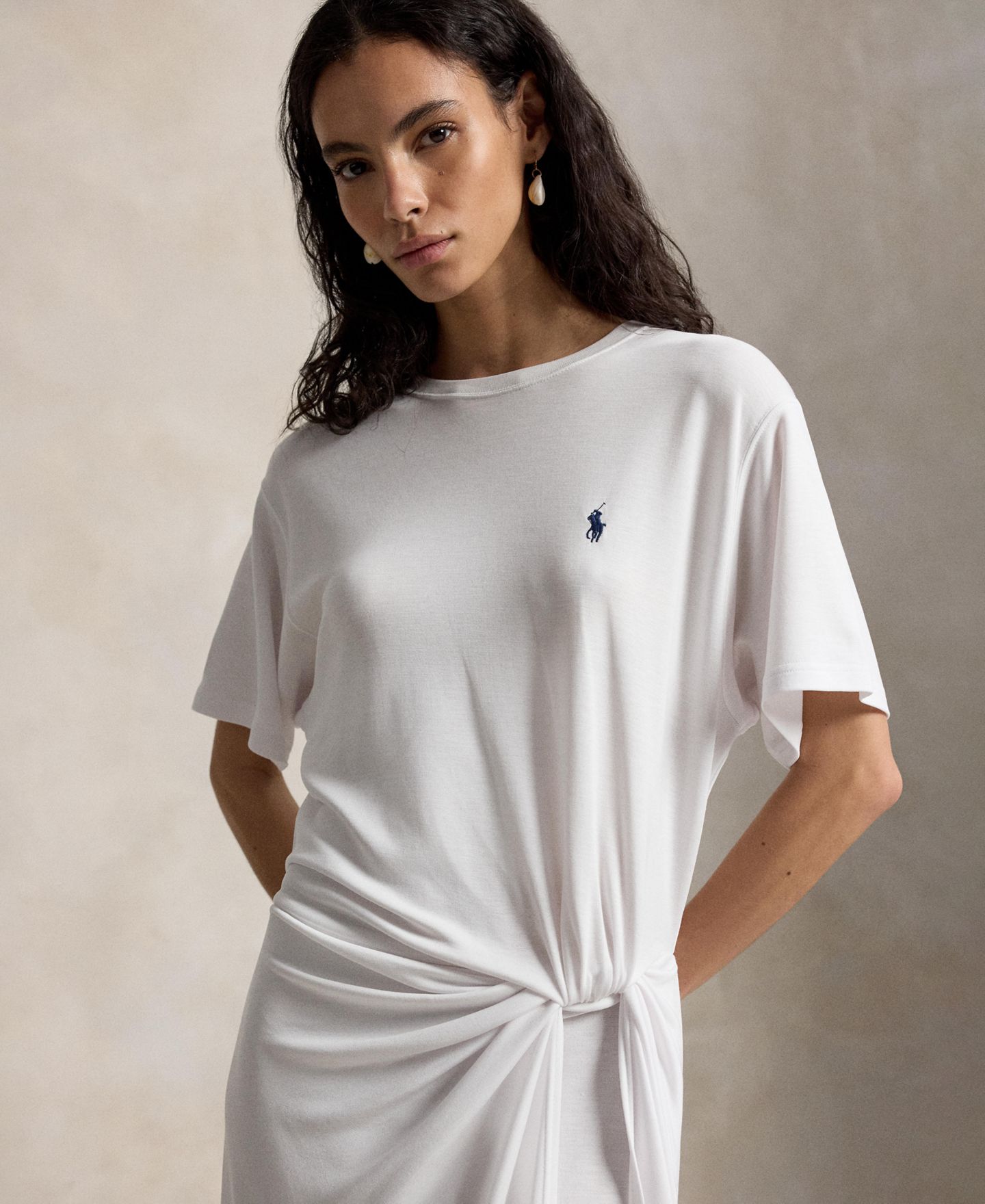 Женское платье-футболка Polo Ralph Lauren с перекрутом, цвет: Белый — фото 3