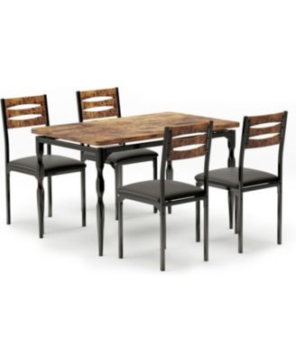 5 Piece Dining Table Set Industrial Style Dining Table and Chairs Set for 4 Kitchen Table Set for Dining Room Kitchen Apartment