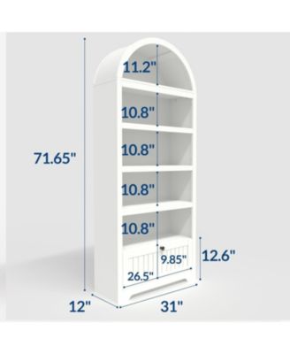 71" Tall Arched Storage Cabinet with Drawer, 6-Tier Freestanding Arch Pantry Cabinet with Adjustable Shelves