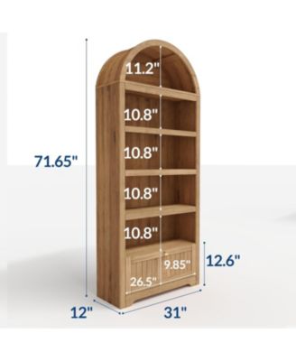71" Tall Arched Storage Cabinet with Drawer, 6-Tier Freestanding Arch Pantry Cabinet with Adjustable Shelves