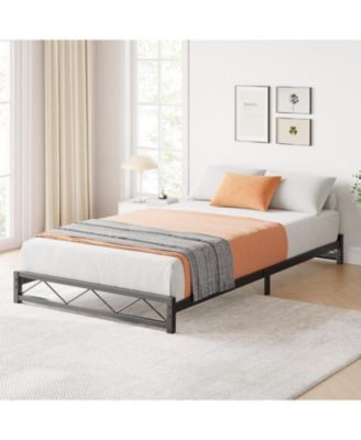 Queen Bed Frame, Metal Low Platform Bed Frame, Queen Size Bed Frame with Metal Slat Support, Mattress Foundation, Under Bed Storage, No Box