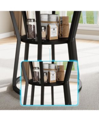 Round Dining Table for 4-6 47.2 Inch Farmhouse Kitchen Table with Storage Circle Dinner Tables for Kitchen Dining Room Living Room