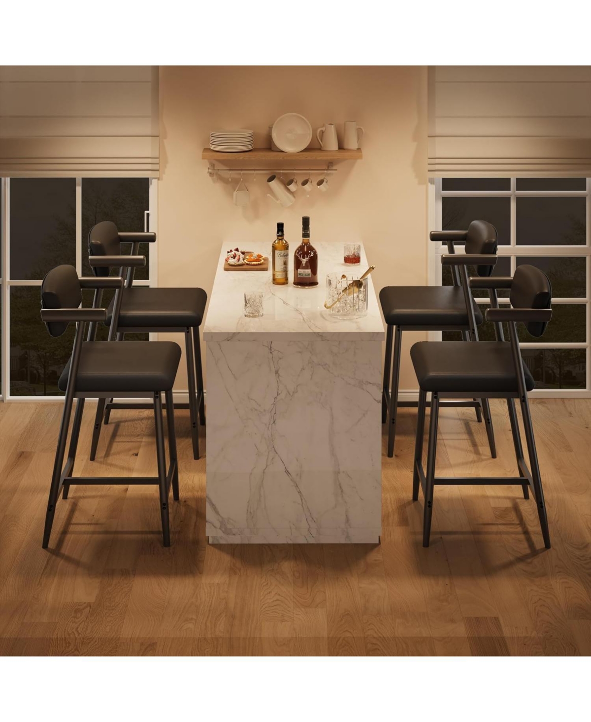 gaomon Bar Stools Set of 2 26.5inch Upholstered Counter Height Bar Stools for 2 with Armrest Wider Thickened Cushion Bar Chairs with Backrest for Bar