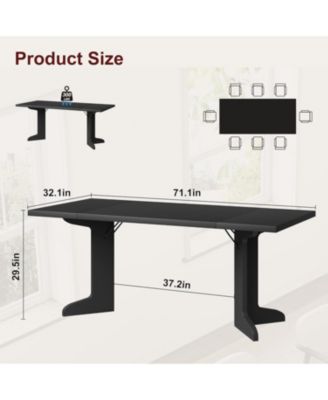 71 Inch Dining Table for 6-8 People Modern Dinner Table with Unique Wooden Legs Rectangle Dining Table for Kitchen Dining Room and Living Room