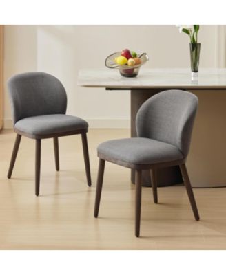 Dining Chair Set of 6, Modern Upholstered Kitchen Chairs with Ergonomic Back Support and Wood Legs