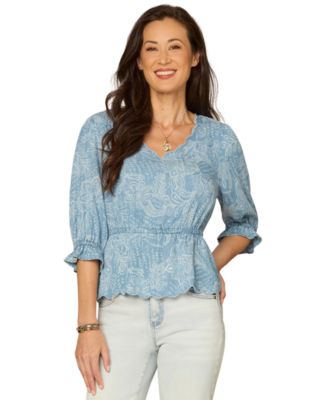 Women's Scallop Edge Woven Top