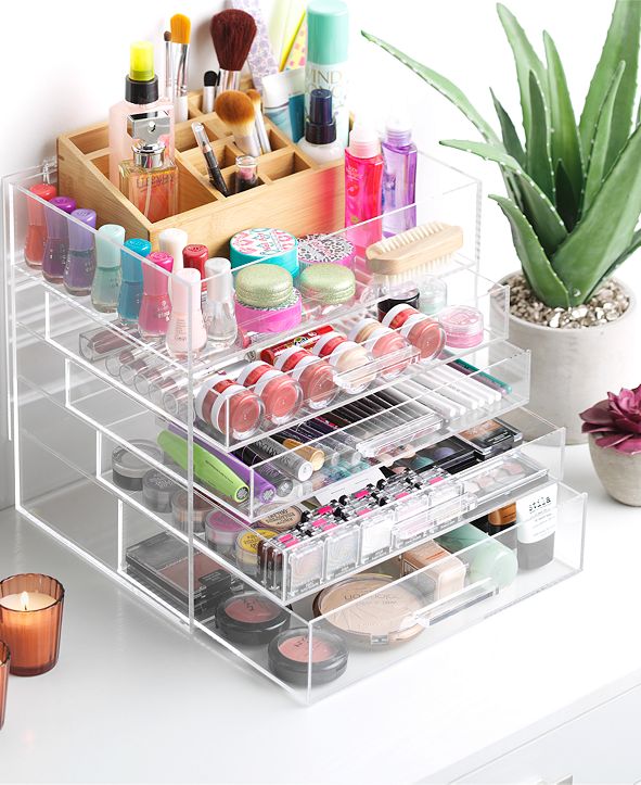 Whitmor 5Tier Luxe Acrylic Makeup Organizer & Jewelry Organizer