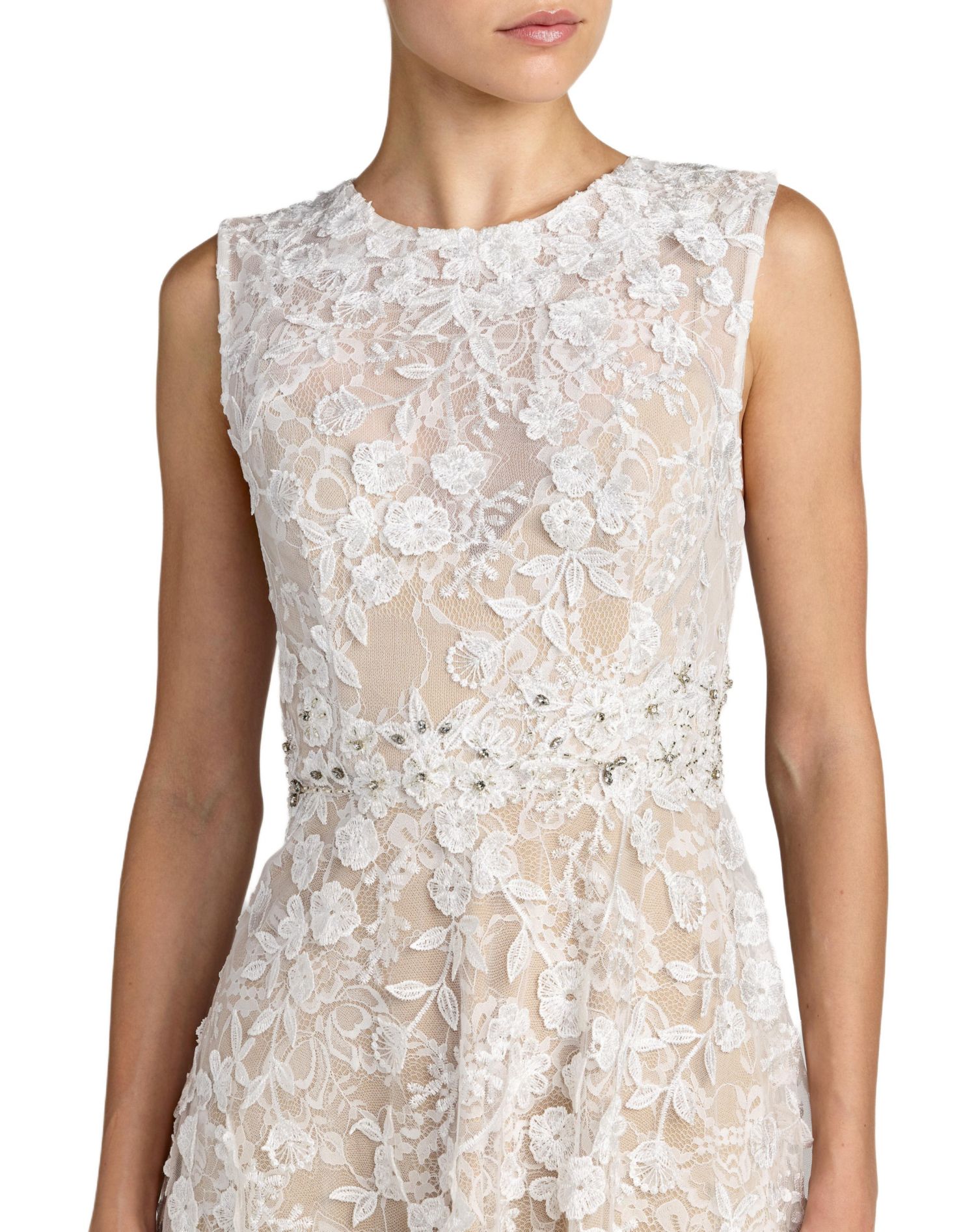 Women's Floral Embroidered High Neck Midi Dress