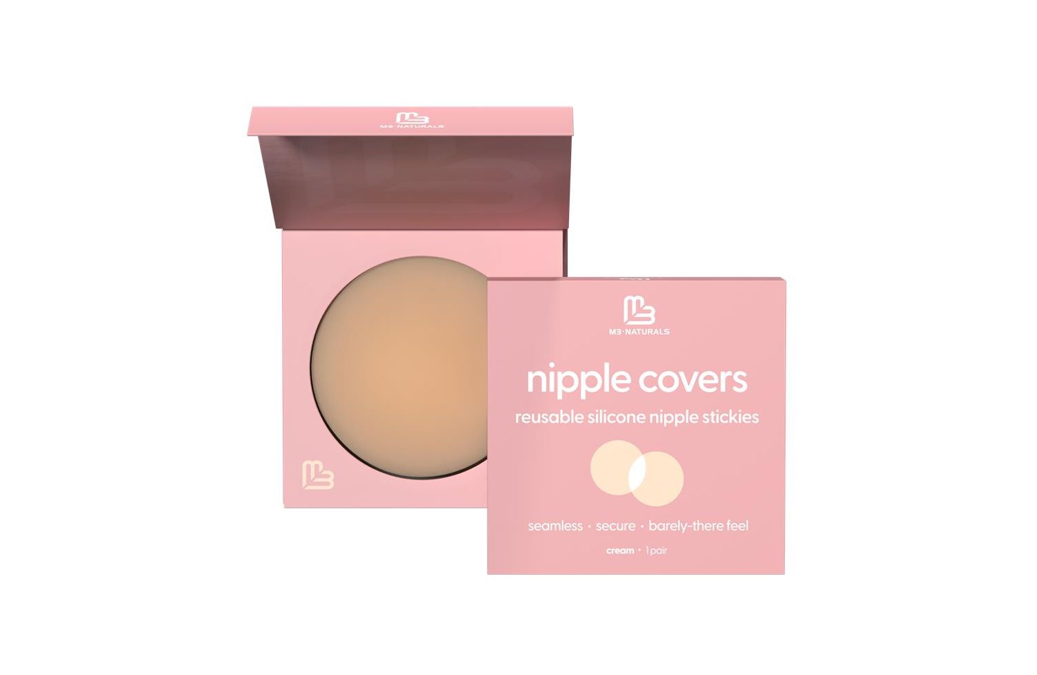 Naturals Women's M3 Silicone Multi-Use Nipple Covers Invisible Boob Pasties | Adhesive Breast Petals | Nipple Stickers for Full Coverage | 1 pack