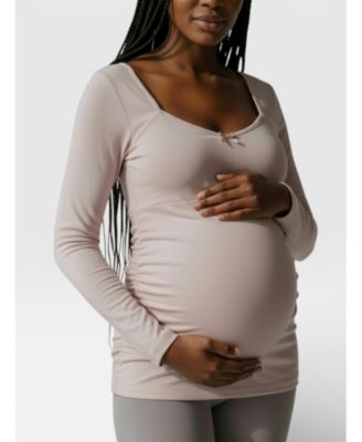 Maternity Motherhood Sweetheart Side-Ruched Long Sleeve Tee - Motherhood
