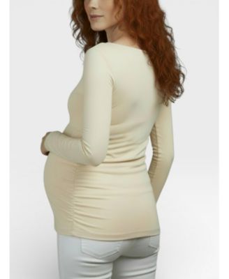 Maternity Motherhood Sweetheart Side-Ruched Long Sleeve Tee - Motherhood