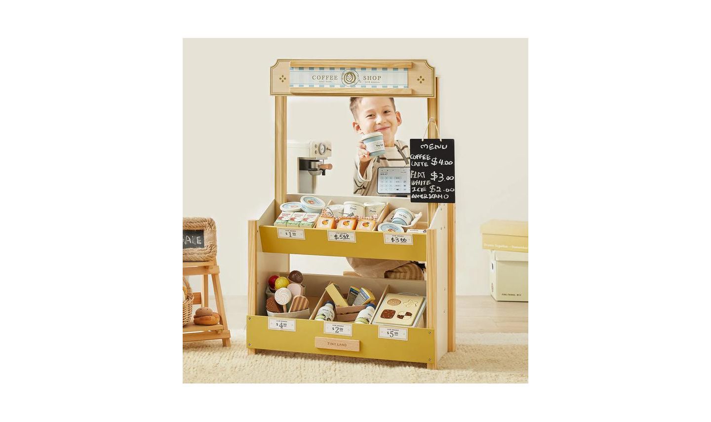 Детский игровой набор Tiny Land Grocery Store Wooden 6-Piece Playset, Ages 3+ — фото 3
