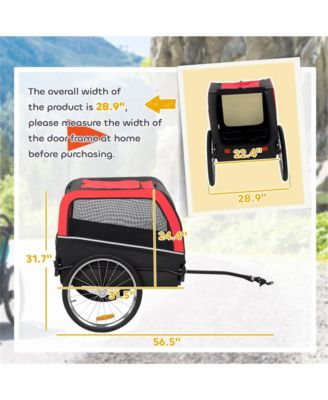 Pet Bike Trailer Carrier for Dogs & Small Animals, Collapsible Pet Stroller Bicycle Attachment