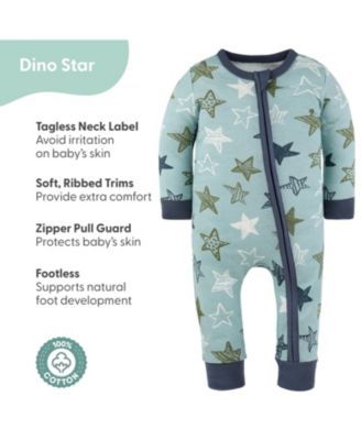 Baby Boys Dino Star Cotton Footless Pajamas for Boys, 2 Pack