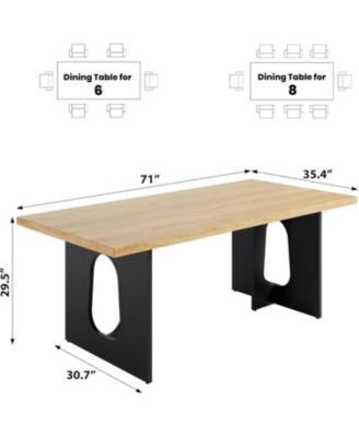 71" Long Dining Table for 6-10 People - Farmhouse Kitchen Table with Extra Thick Tabletop & Heavy-Duty Metal Legs, Sturdy Rectangular Table