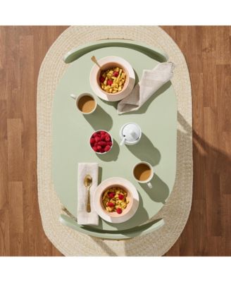 3-Piece Oval Dining Table Set, Modern Small Kitchen Dinette w/ 2 Chairs