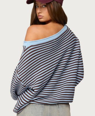 Women's Averi Striped Oversized Off Shoulder Sweater