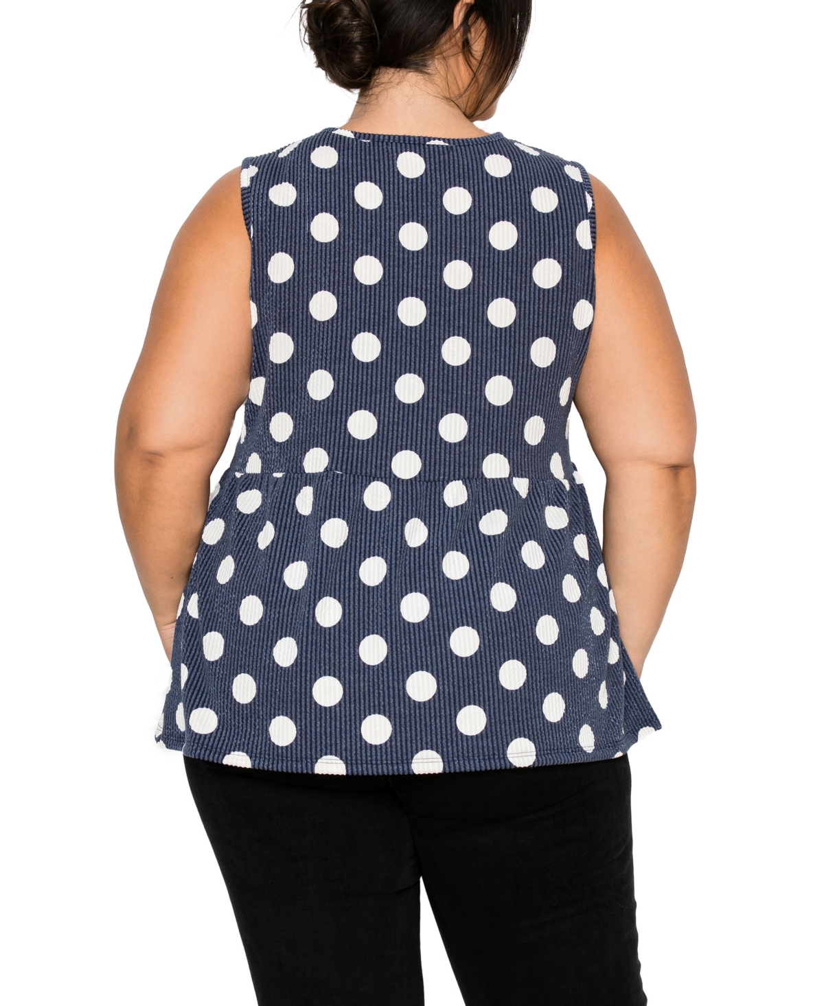 Coin 1804 Plus Polka Dot Double Knit Babydoll Tank