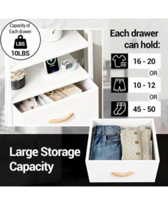 Fabric Chest of Drawers with 4 Foldable Storage Bins, , Nightstand & Organizer for Bedroom, Living Room