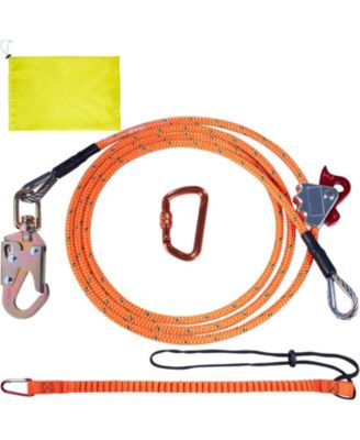 “1/2'' x 12' Steel Core Arborist Flipline with Snap Hook, Carabiner & Tool Lanyard—Durable Tree Climbing Flip Line.”