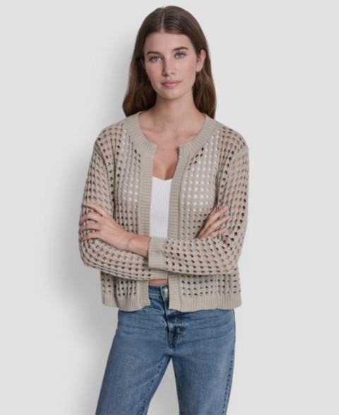Женские DKNY Jeans Women's Open-Stitch Drop-Shoulder Cardigan Sweater