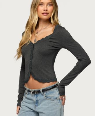 Women's Gayle Lacey Button Up Top