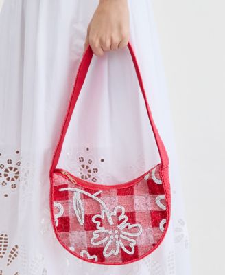 Beaded Half Moon Shoulder Bag