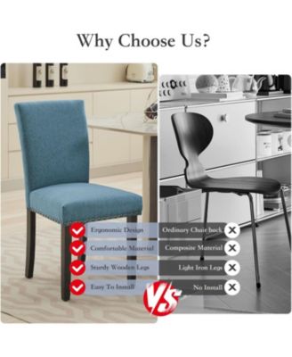 Upholstered Dining Chairs Set of 4, Fabric Parsons Dining Chair with Nailhead Trim, Modern Fabric Accent Chair Kitchen Chairs for Kitchen