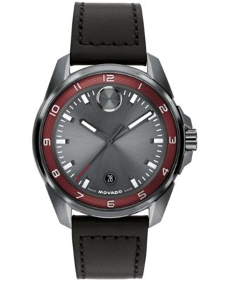 Men's Bold Verso S Swiss Quartz Black Leather Watch, 42mm