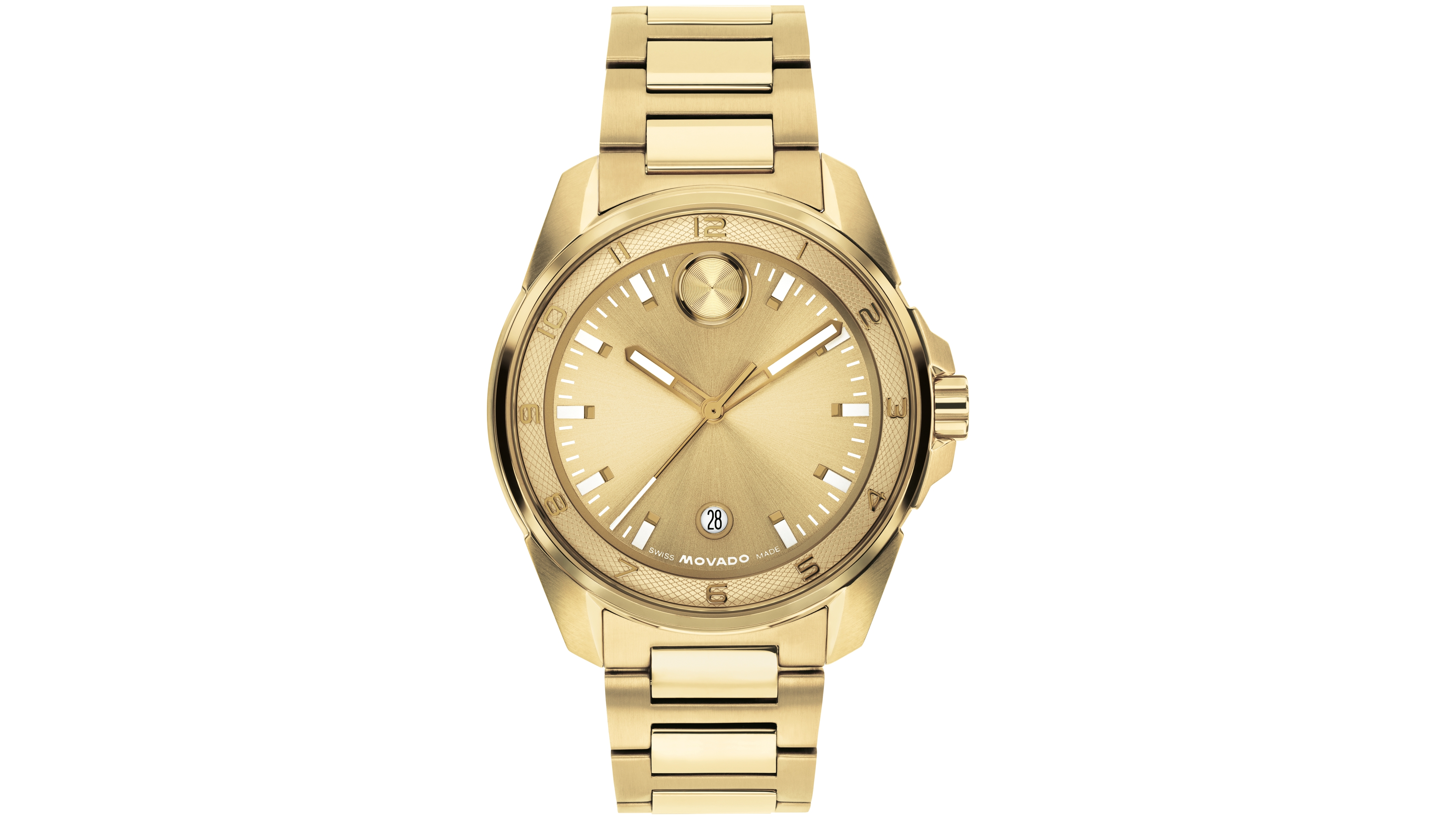 Movado Men's Bold Verso S Swiss Quartz Ionic Plated Light Yellow Gold Steel Watch, 42mm