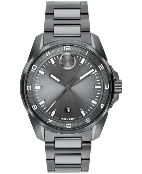 Мужские часы Movado Bold Verso S Swiss Quartz Ionic Plated Grey Steel Watch, 42mm