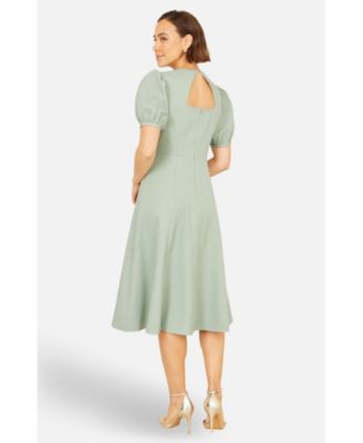 Women's Buckle Detail Short Sleeve Skater Dress