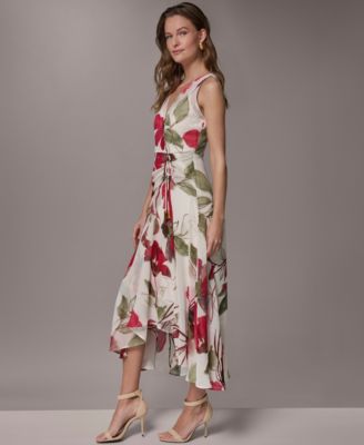 Women's Floral Faux Wrap Midi Dress