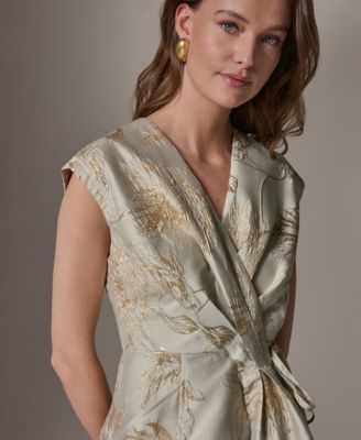 Women's Printed V-Neck Faux Wrap Dress