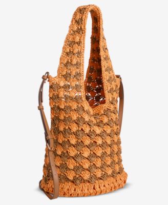 Drawstring Straw Handle Mini Tote