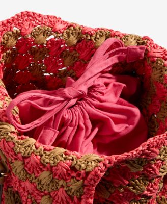 Drawstring Straw Handle Tote