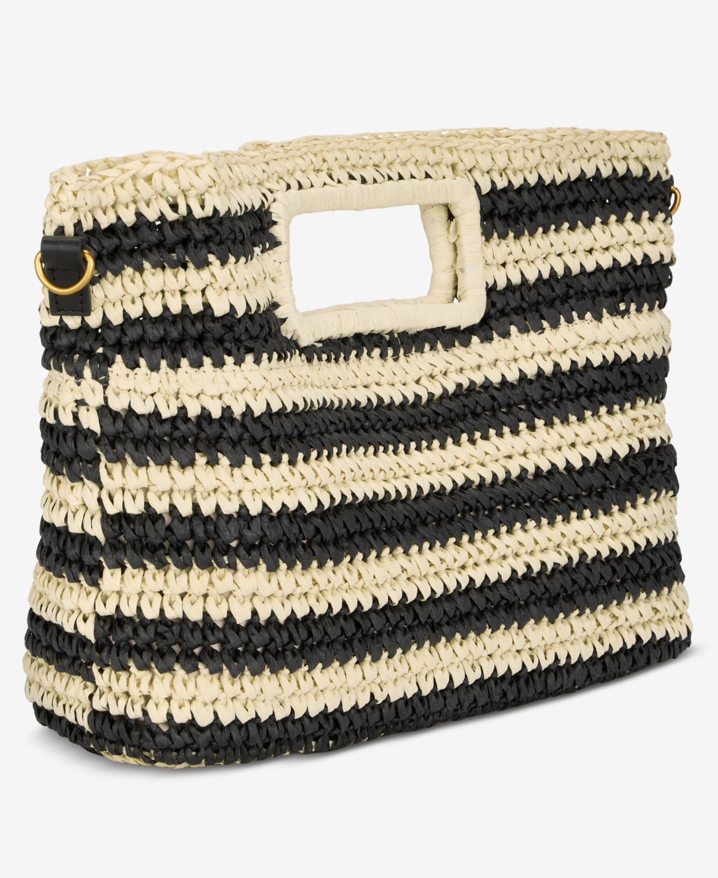 Женский клатч Style & Co Striped Straw Clutch, цвет: Чёрный / Натуральный — фото 3