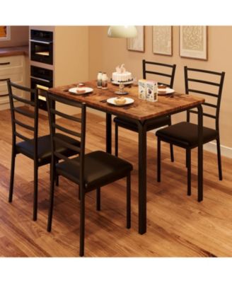 “5 Piece Dining Set for 4 with Wood Table & Upholstered Chairs for Kitchen or Dining Room”