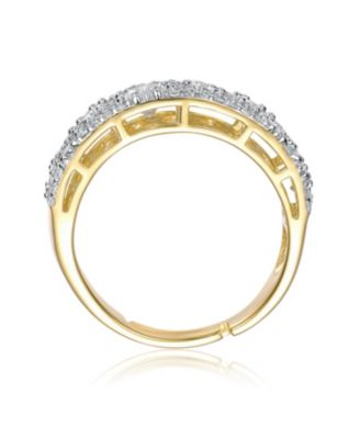 Brilliant 14K Gold Plated Multi-Dimensional CZ Pave Band Ring