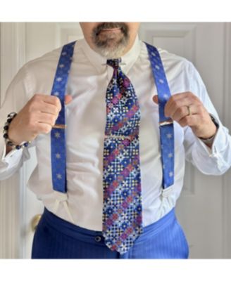 Men's Let It Snow Novelty Snowflake Silk Formal End Suspenders