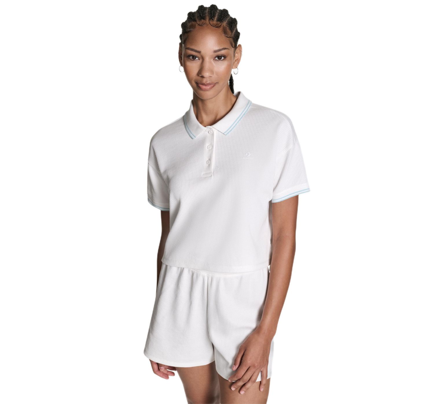 Women's Cropped Waffle Polo