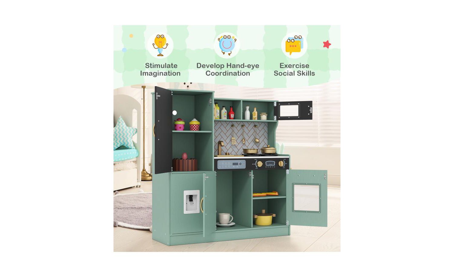 Kids Toy Kitchen Playset with Utensils, Ages 3+