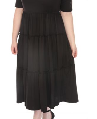 Plus Size Square Neck Short-Sleeve Tiered Dress