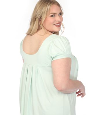 Plus Size Cap-Sleeve Pleated Top