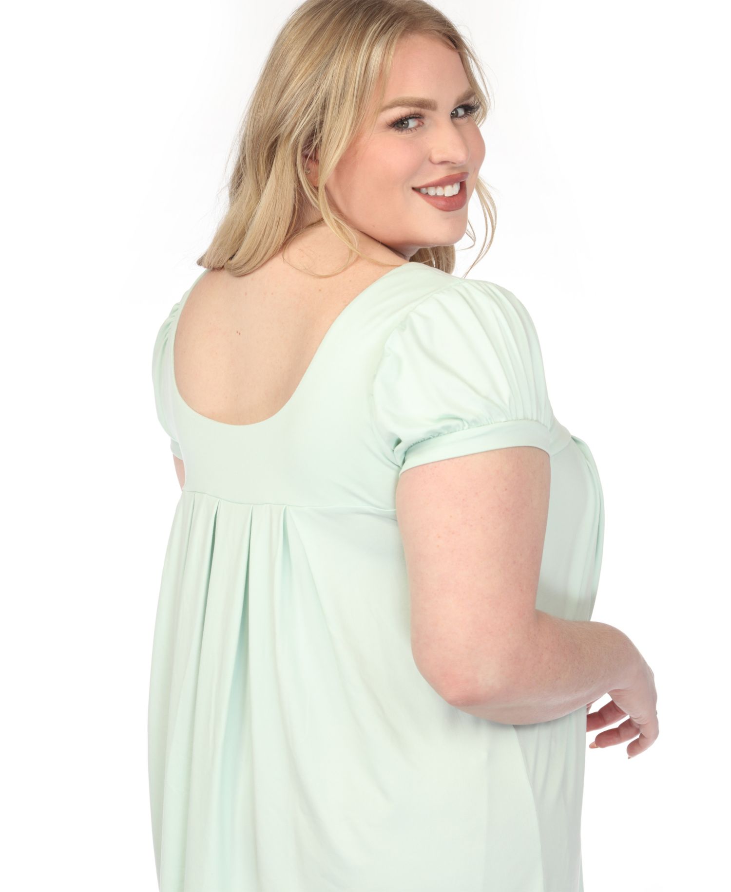 Plus Size Cap-Sleeve Pleated Top