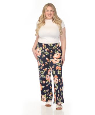Plus Size High-Waist Floral Wide-Leg Pants