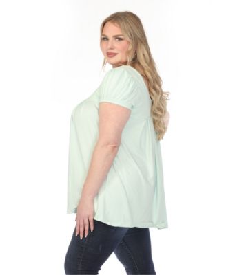 Plus Size Cap-Sleeve Pleated Top