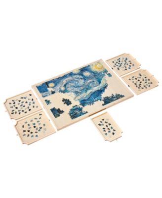 1500-Piece Rotating Puzzle Board 34"x25" with Drawers and Cover