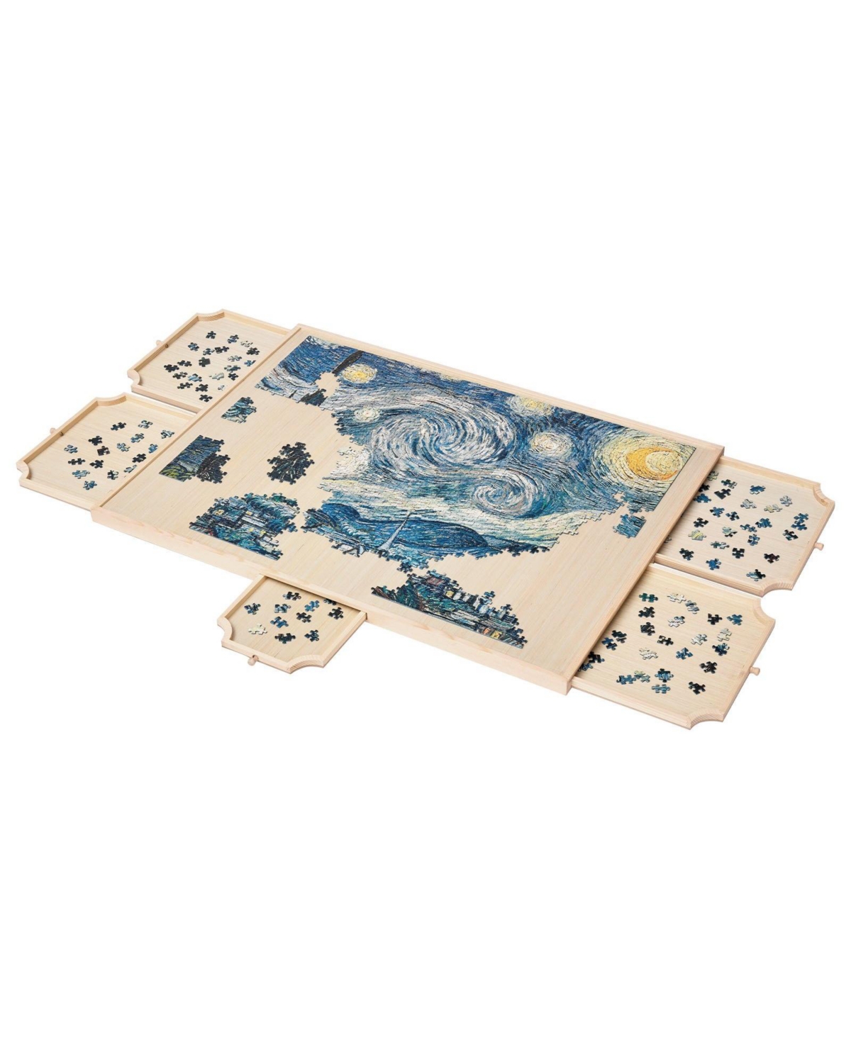 Sugift 1500-Piece Rotating Puzzle Board 34"x25" with Drawers and Cover